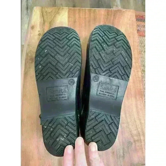 Sanita Signature Original Black Sparkle Glitter Patent Leather Danish Clog,sz 39 - Picture 7 of 14